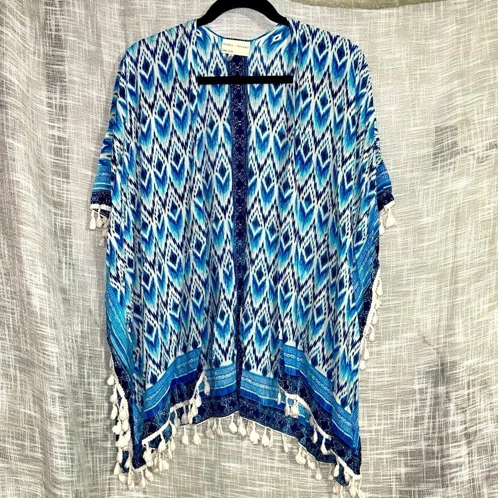 Bobbie Brooks Blue Tassel Kimono OS